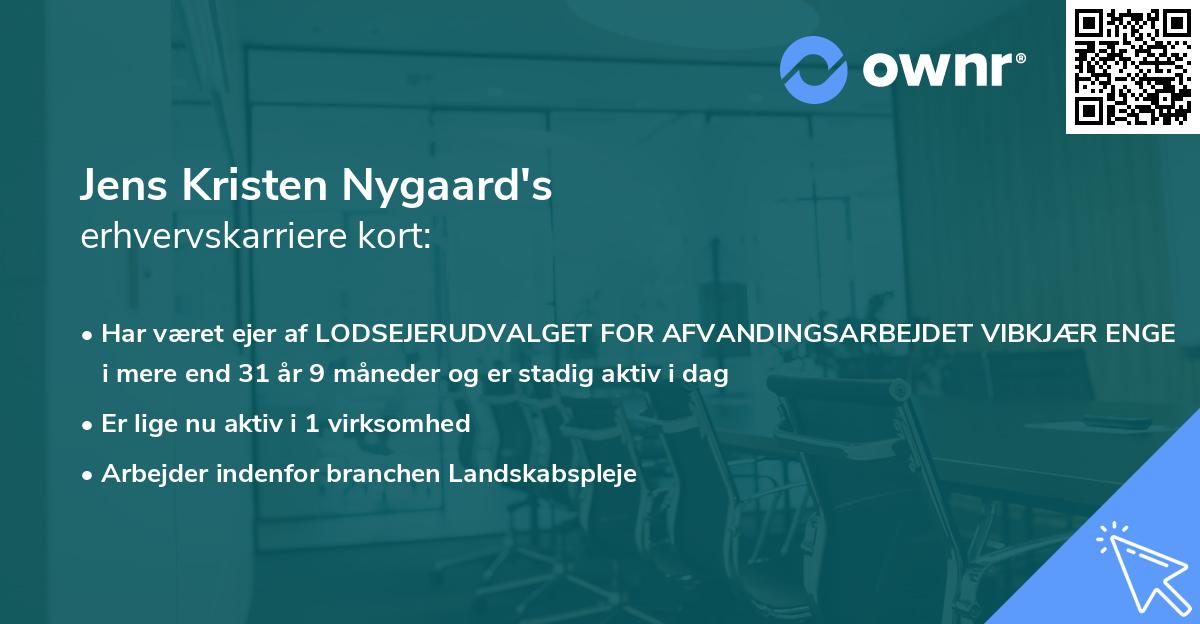 Jens Kristen Nygaard's erhvervskarriere kort