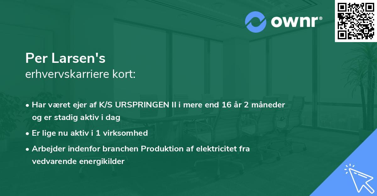 Per Larsen's erhvervskarriere kort