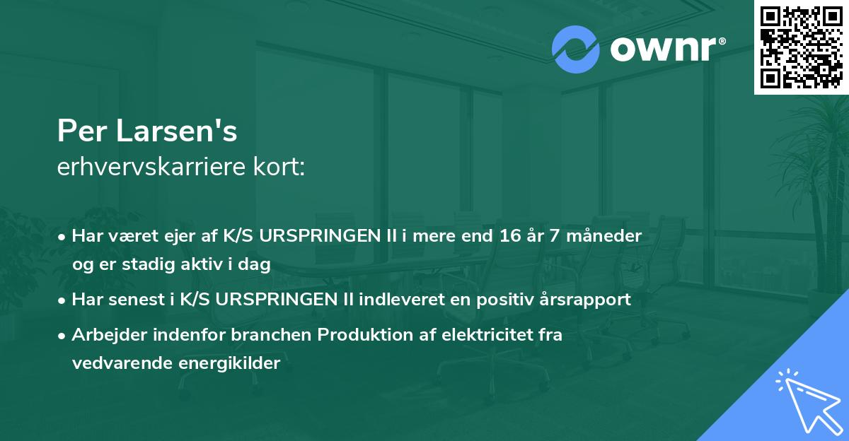 Per Larsen's erhvervskarriere kort