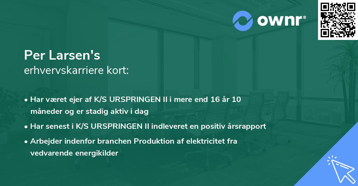 Per Larsen's erhvervskarriere kort