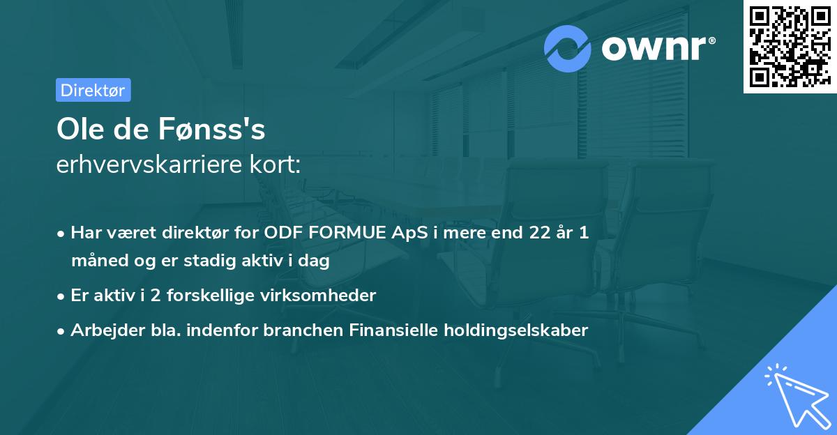 Ole de Fønss's erhvervskarriere kort