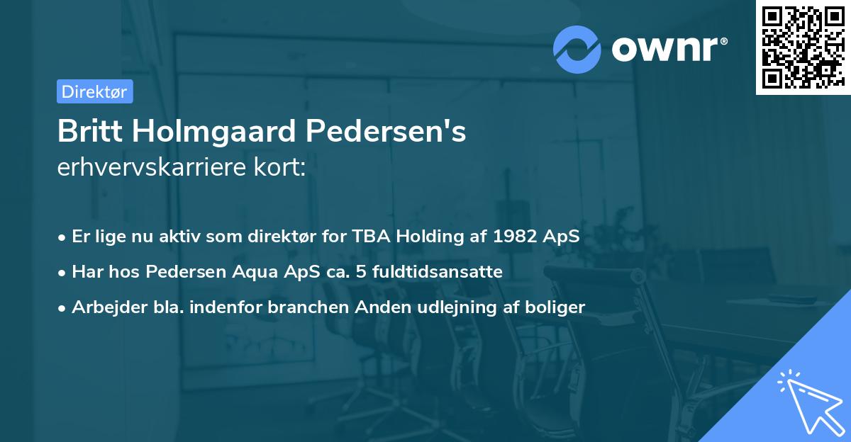 Britt Holmgaard Pedersen's erhvervskarriere kort