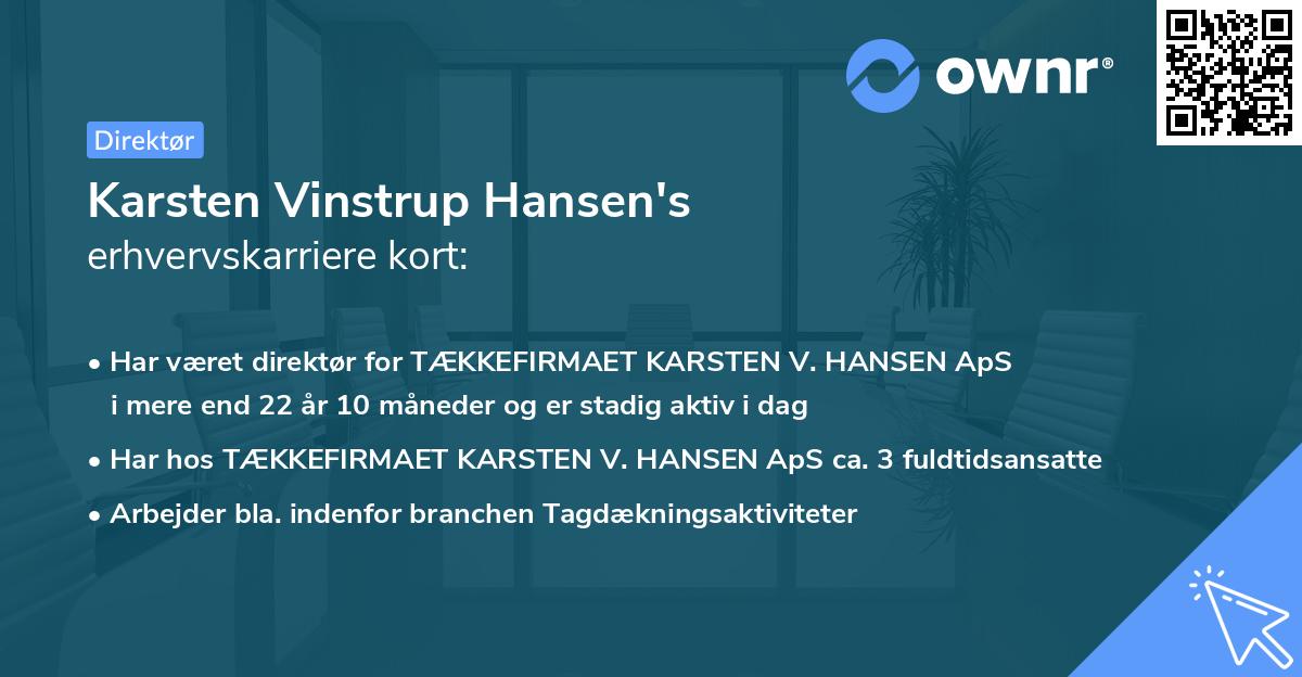 Karsten Vinstrup Hansen's erhvervskarriere kort
