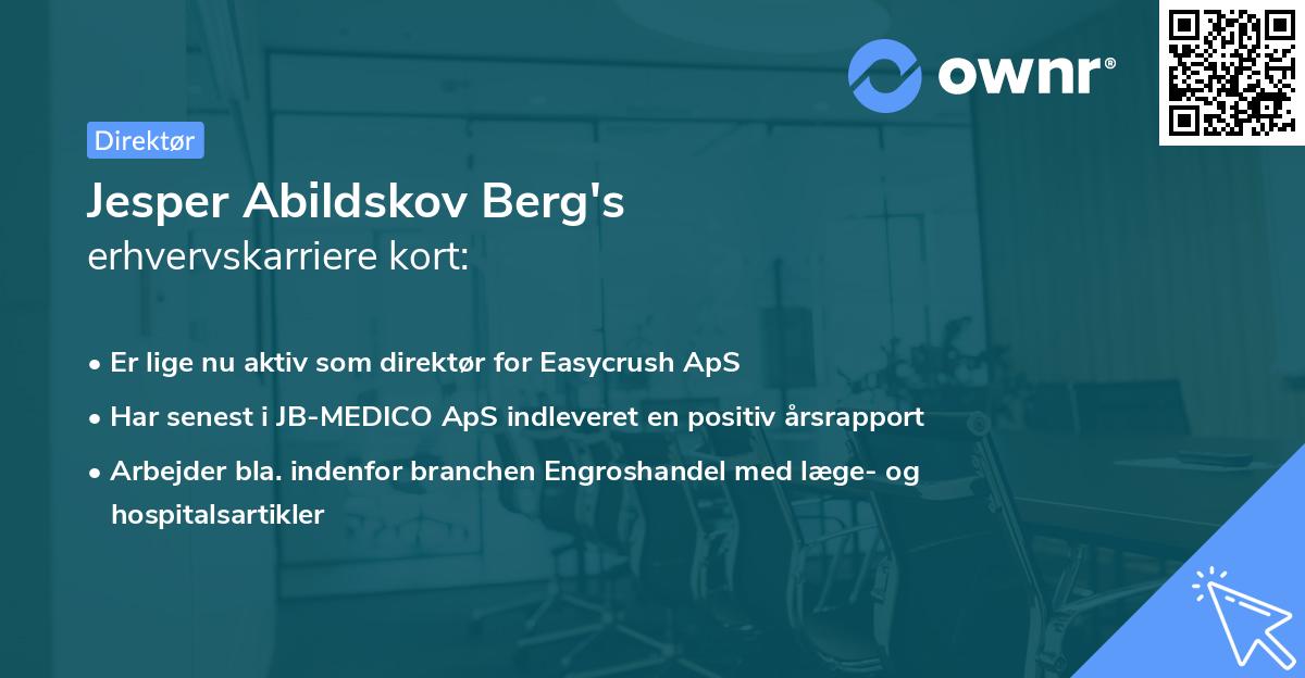 Jesper Abildskov Berg's erhvervskarriere kort