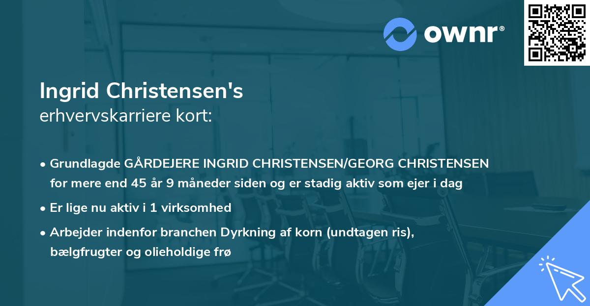 Ingrid Christensen's erhvervskarriere kort
