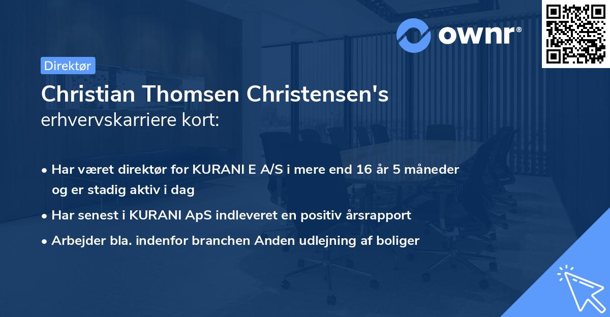 Christian Thomsen Christensen's erhvervskarriere kort