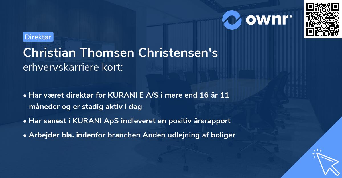 Christian Thomsen Christensen's erhvervskarriere kort