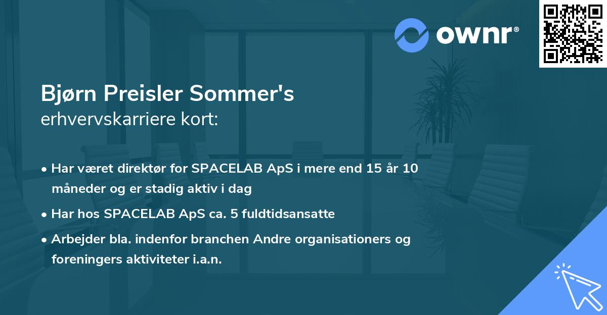 Bjørn Preisler Sommer's erhvervskarriere kort
