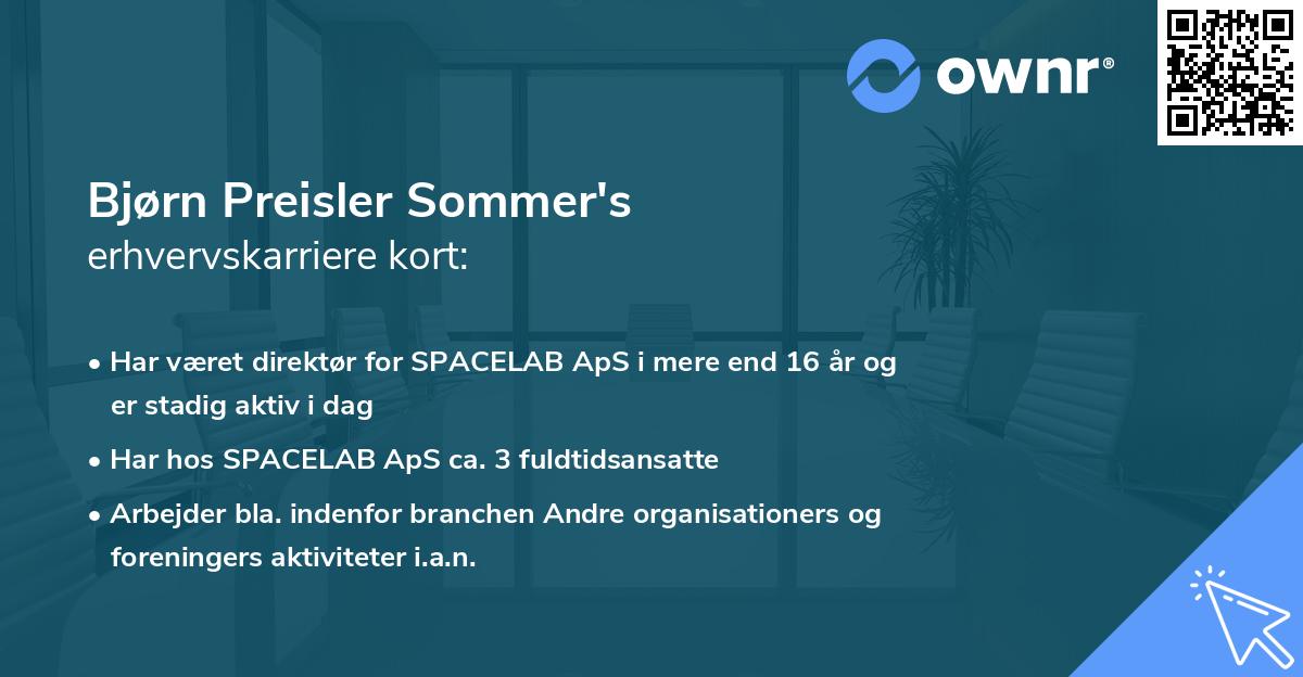 Bjørn Preisler Sommer's erhvervskarriere kort