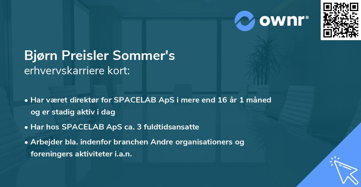 Bjørn Preisler Sommer's erhvervskarriere kort
