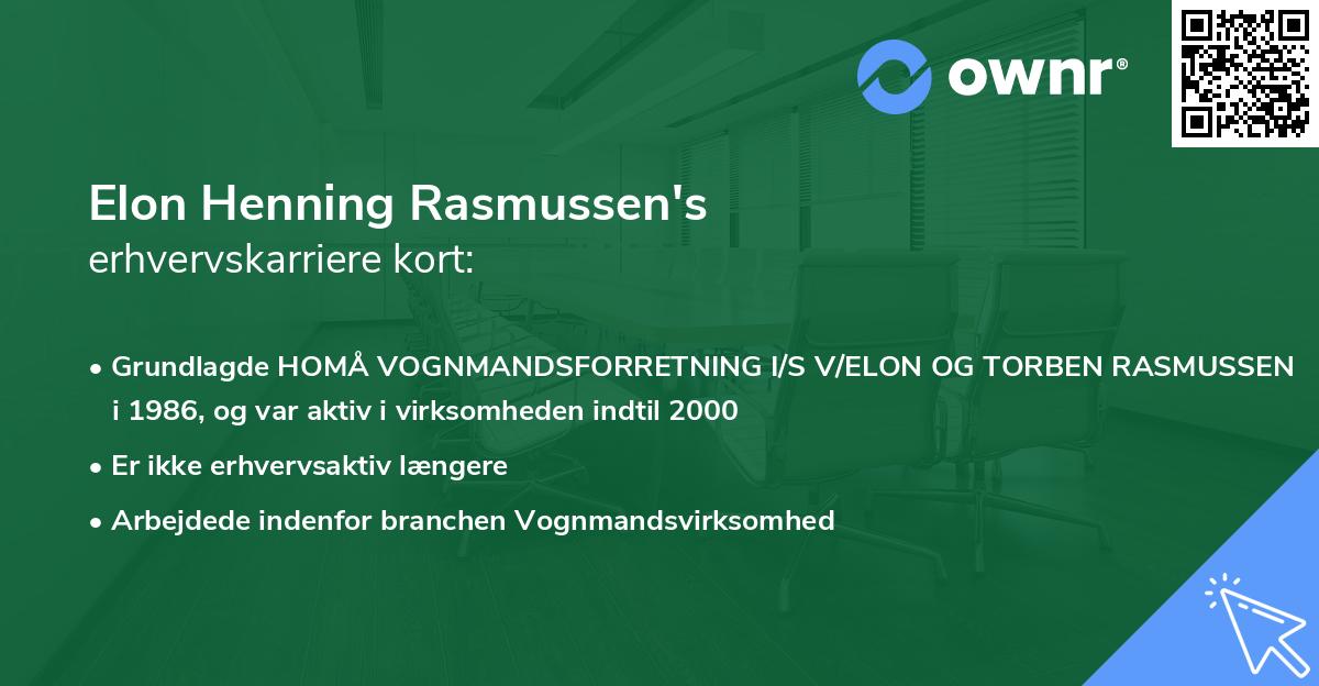 Elon Henning Rasmussen's erhvervskarriere kort