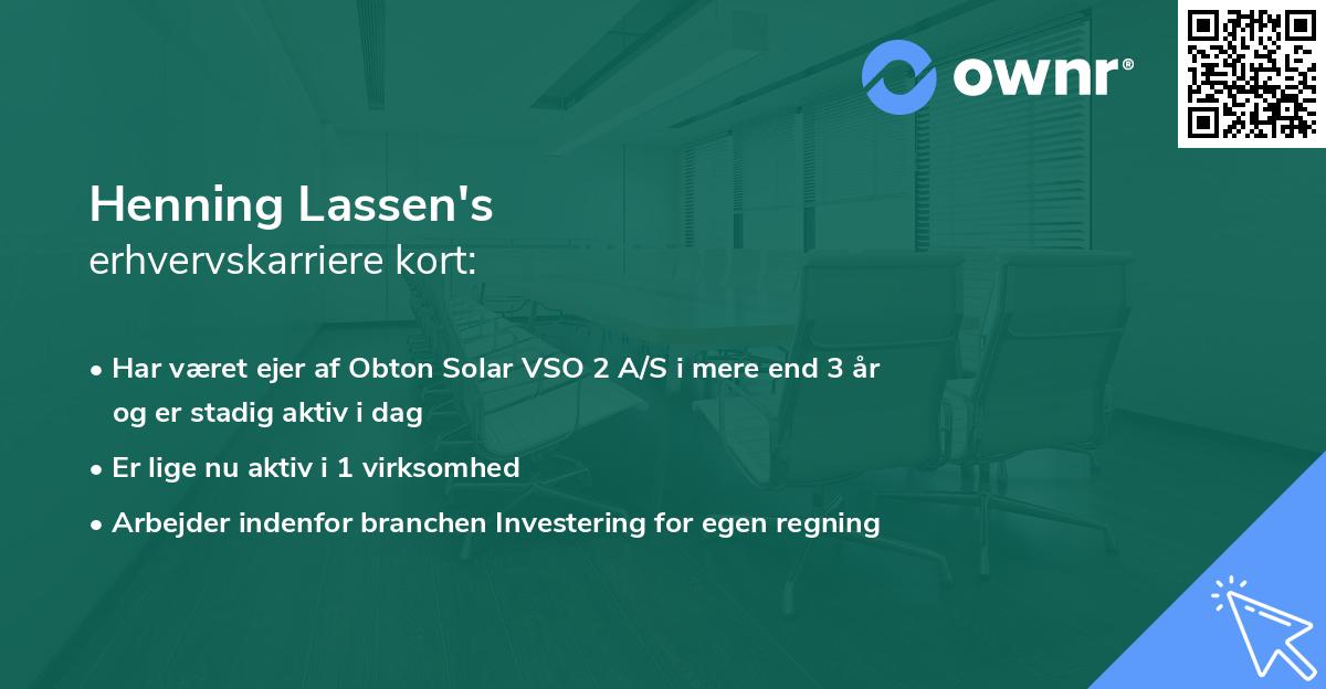 Henning Lassen's erhvervskarriere kort