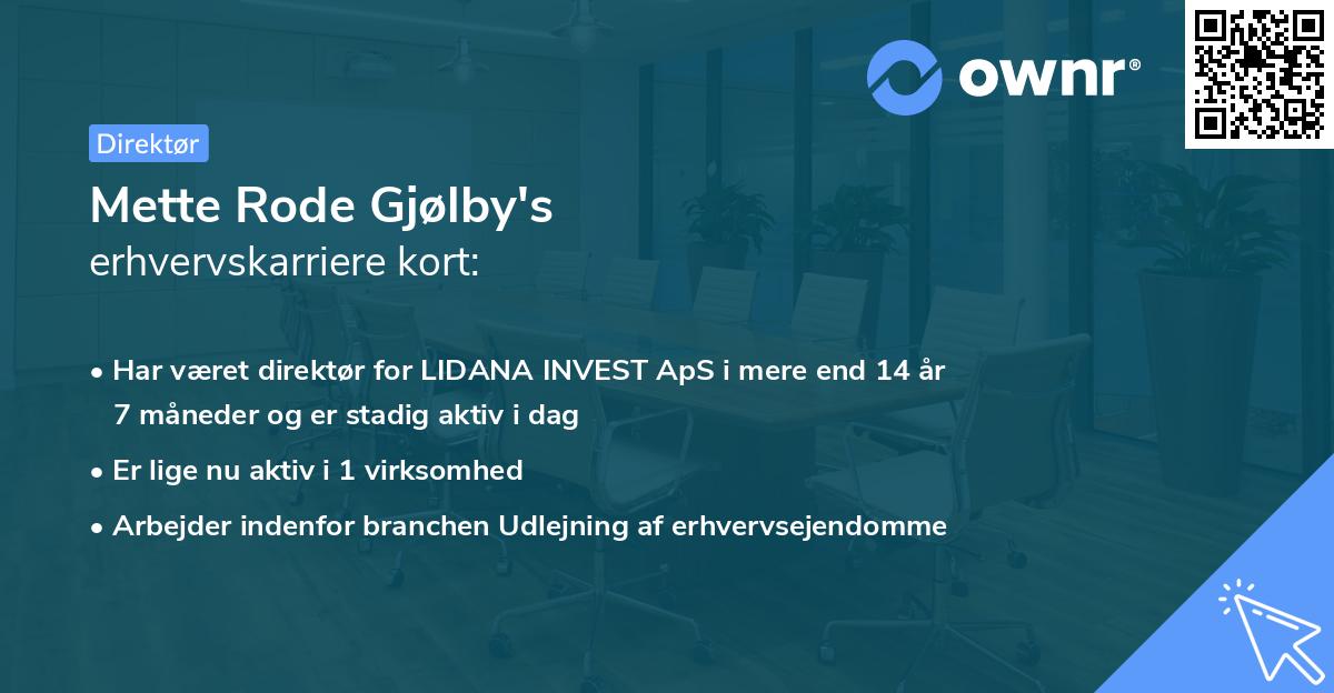 Mette Rode Gjølby's erhvervskarriere kort