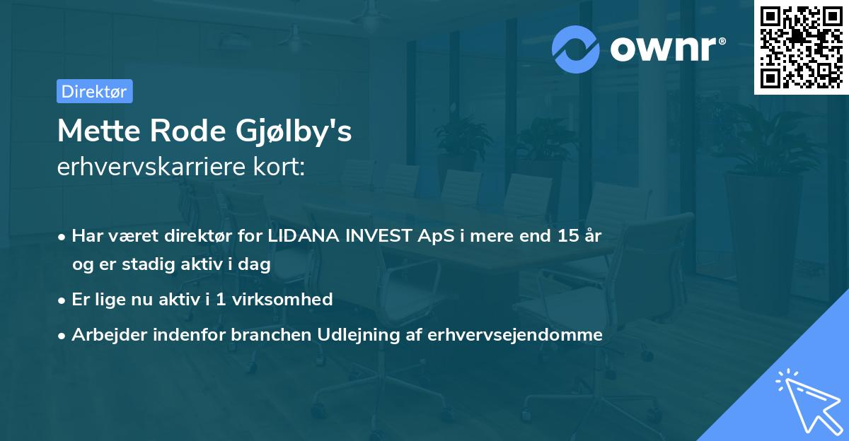 Mette Rode Gjølby's erhvervskarriere kort