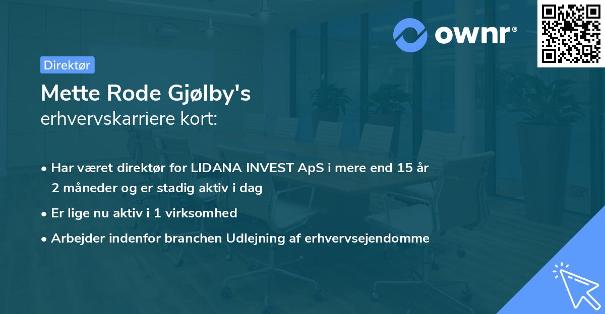 Mette Rode Gjølby's erhvervskarriere kort