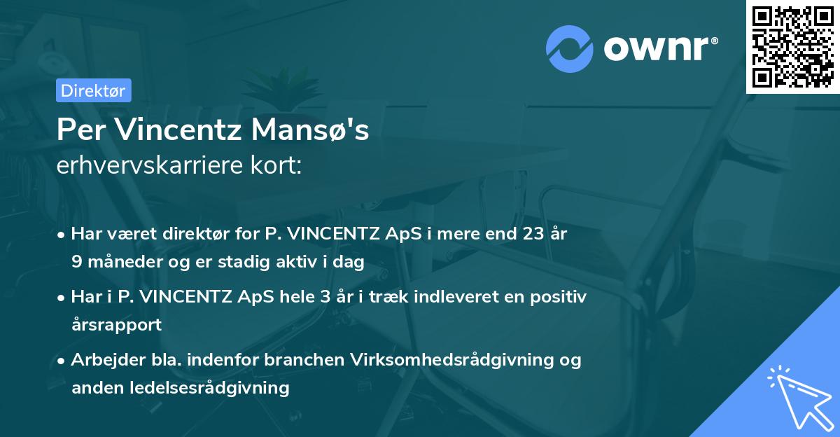 Per Vincentz Mansø's erhvervskarriere kort