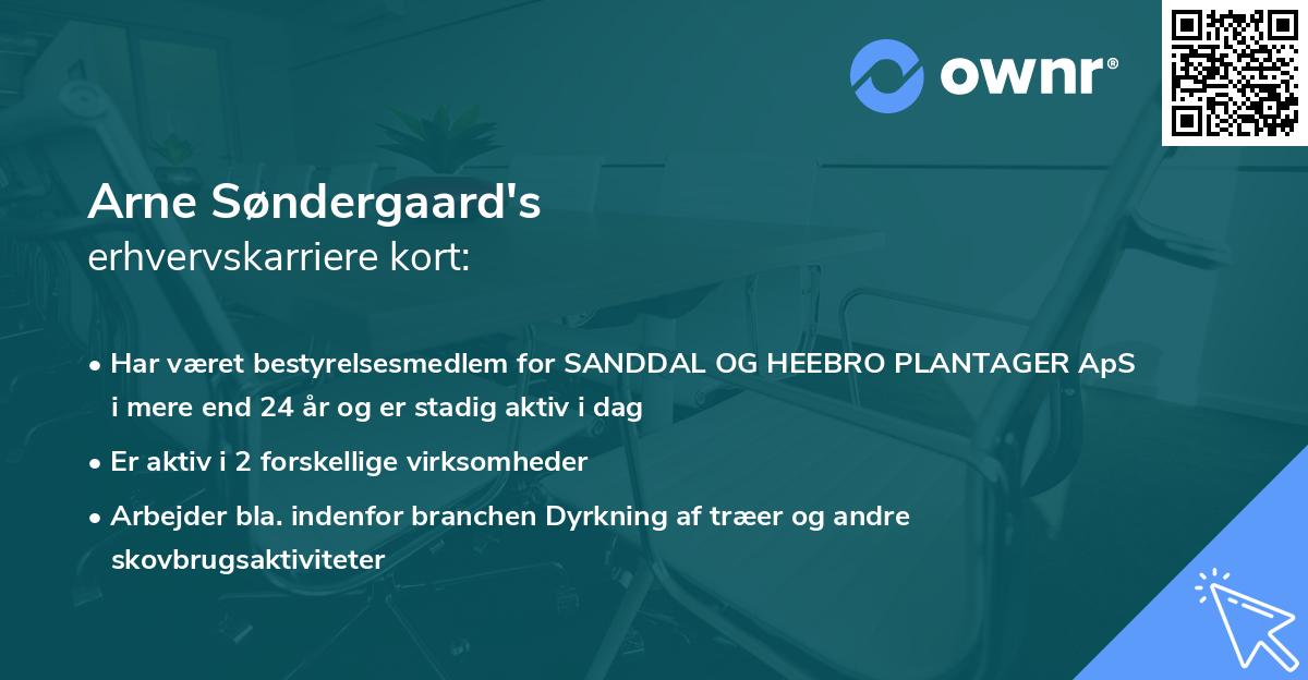 Arne Søndergaard's erhvervskarriere kort