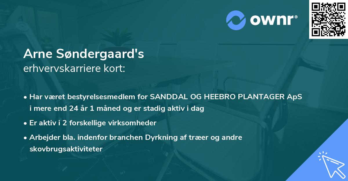 Arne Søndergaard's erhvervskarriere kort