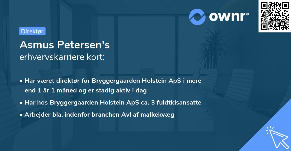Asmus Petersen's erhvervskarriere kort