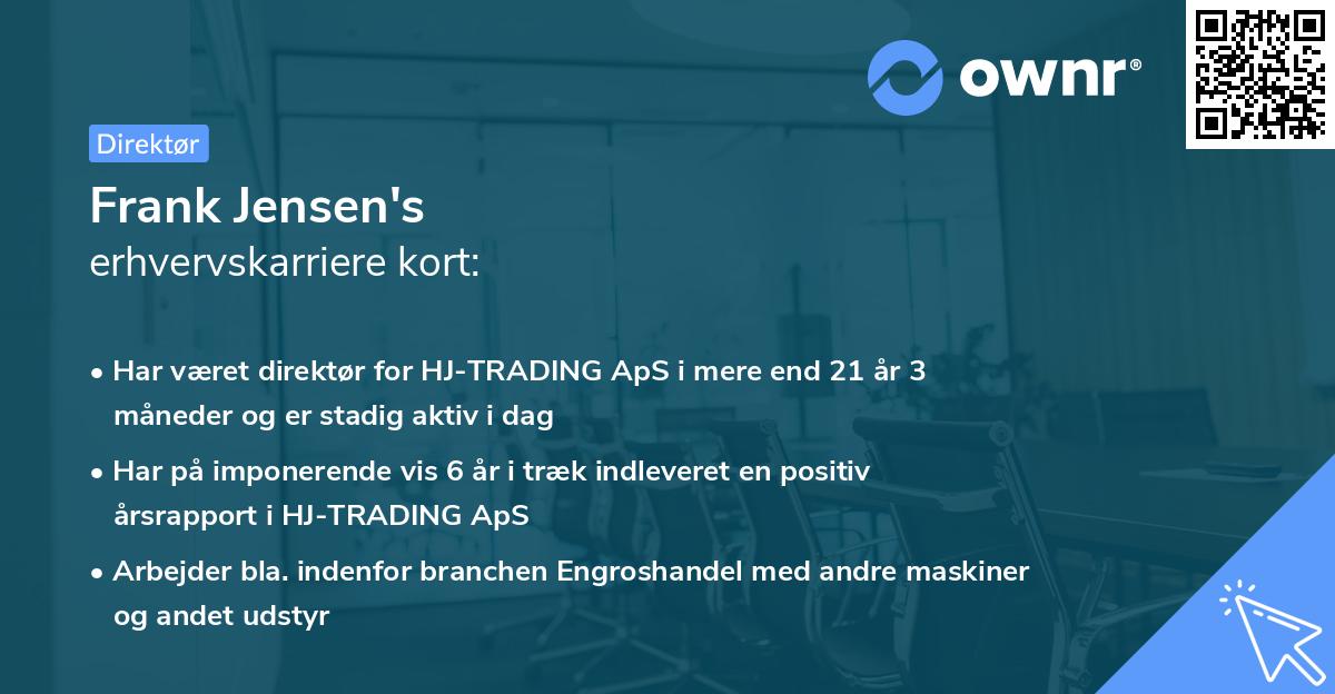 Frank Jensen's erhvervskarriere kort