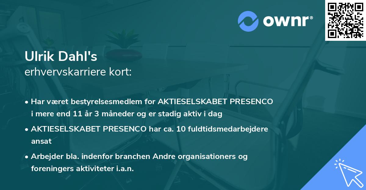 Ulrik Dahl's erhvervskarriere kort