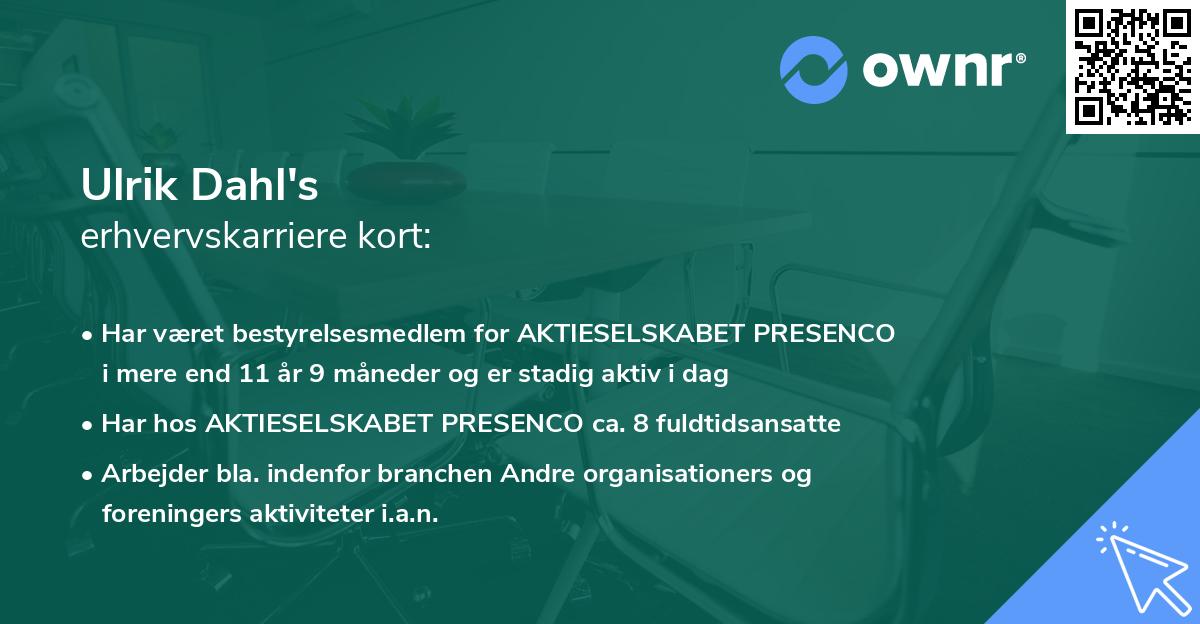 Ulrik Dahl's erhvervskarriere kort