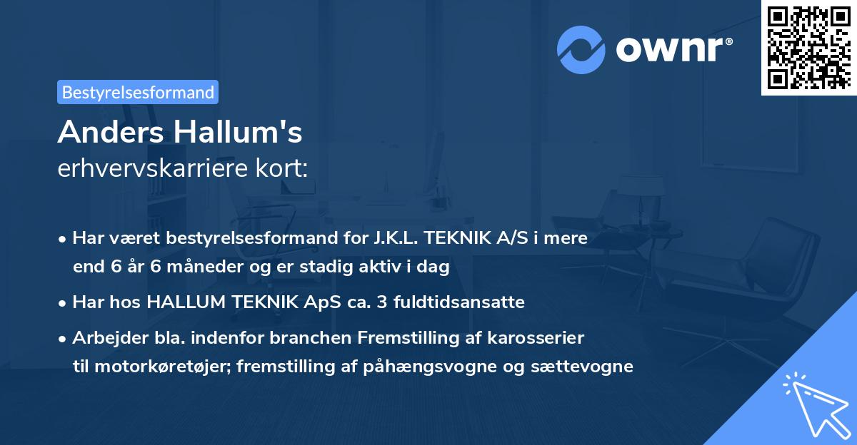 Anders Hallum's erhvervskarriere kort