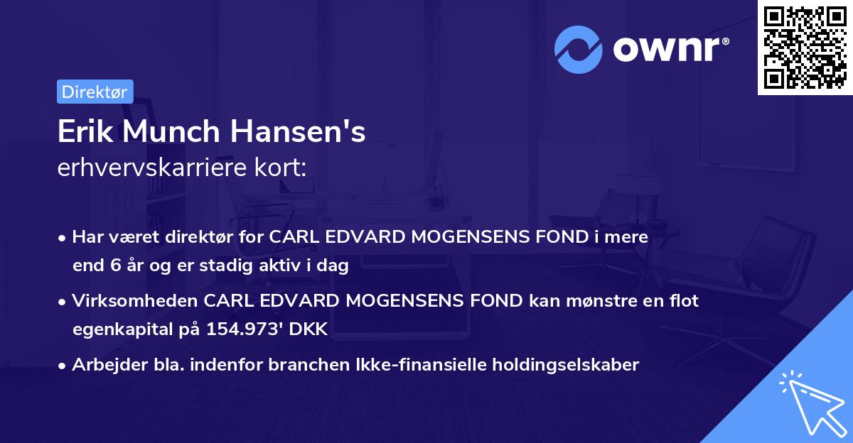 Erik Munch Hansen's erhvervskarriere kort