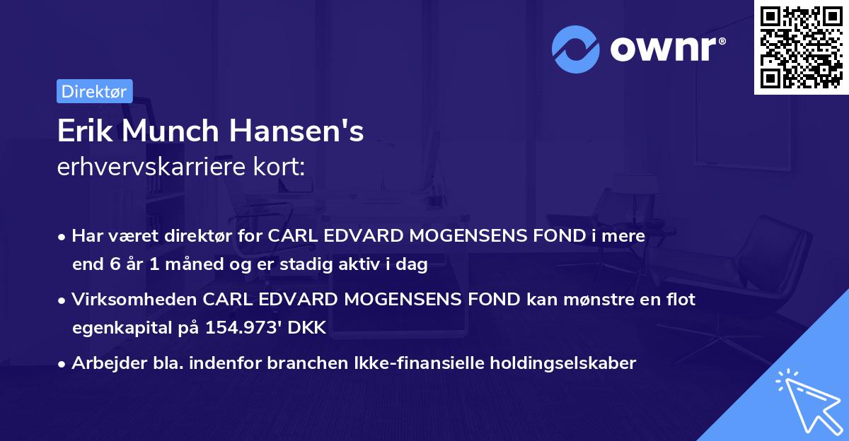 Erik Munch Hansen's erhvervskarriere kort