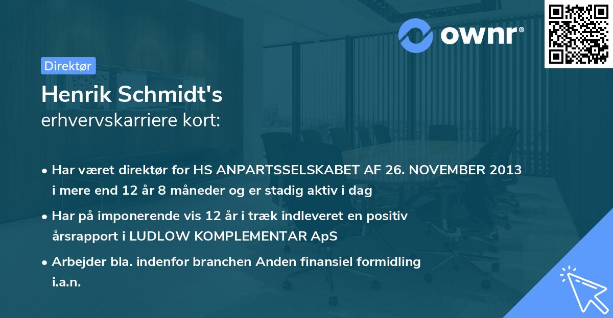 Henrik Schmidt's erhvervskarriere kort