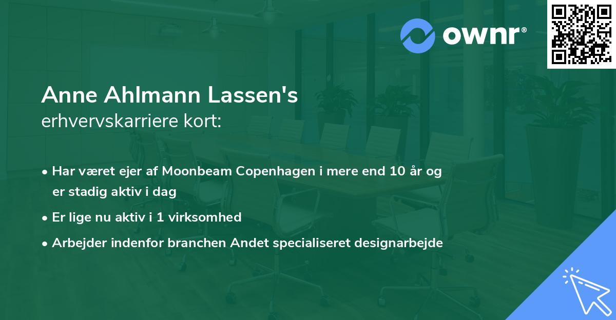 Anne Ahlmann Lassen's erhvervskarriere kort