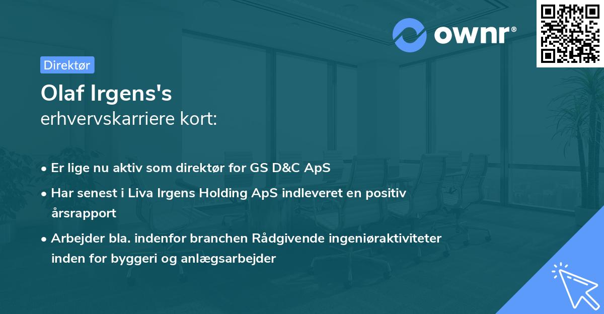 Olaf Irgens's erhvervskarriere kort