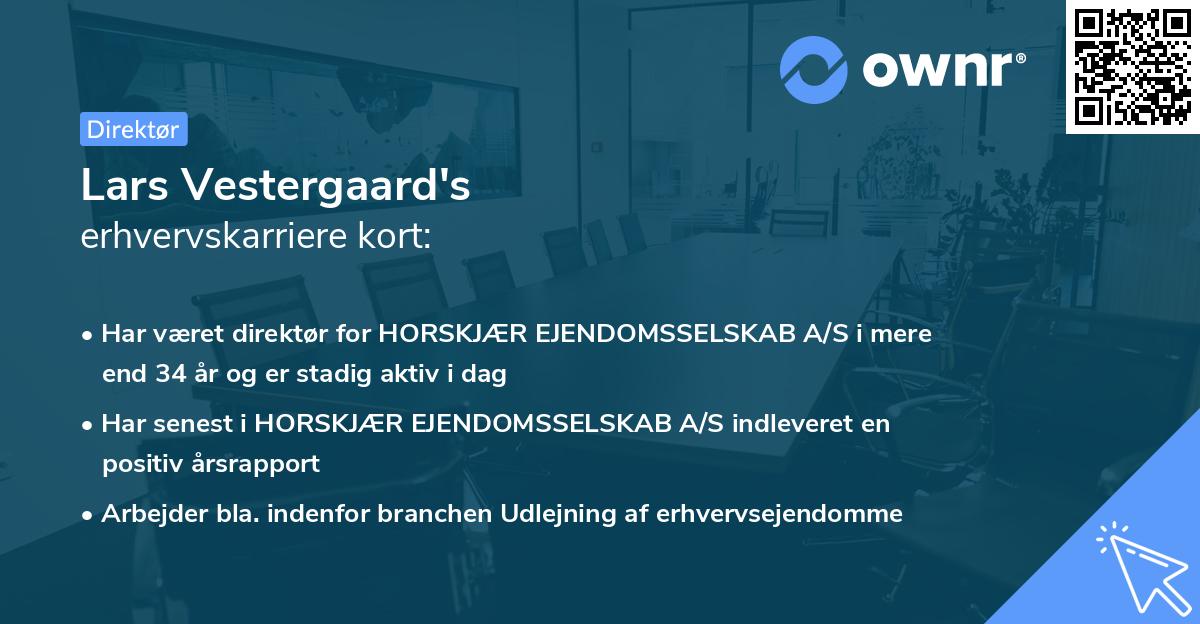 Lars Vestergaard's erhvervskarriere kort