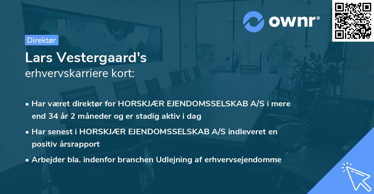 Lars Vestergaard's erhvervskarriere kort