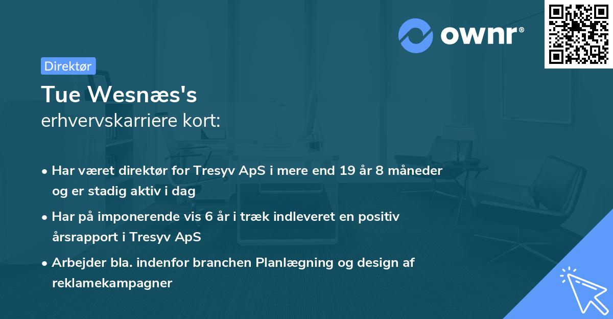 Tue Wesnæs's erhvervskarriere kort