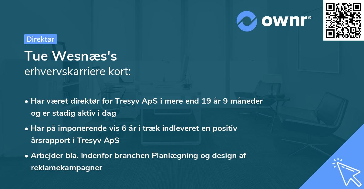 Tue Wesnæs's erhvervskarriere kort