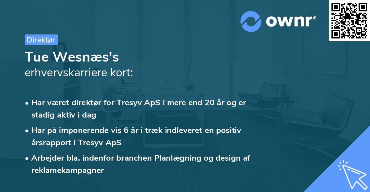Tue Wesnæs's erhvervskarriere kort