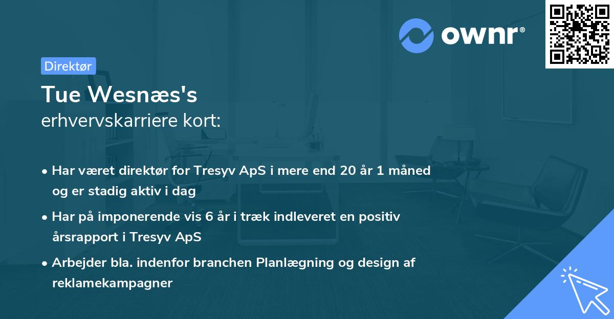 Tue Wesnæs's erhvervskarriere kort