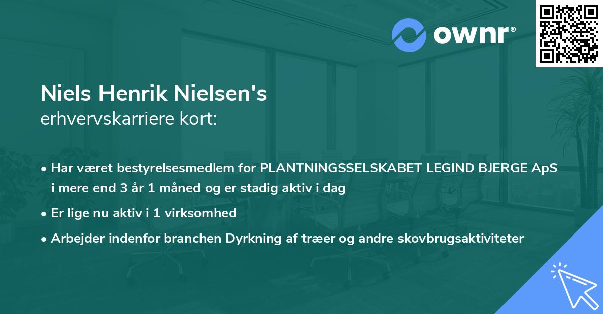 Niels Henrik Nielsen's erhvervskarriere kort