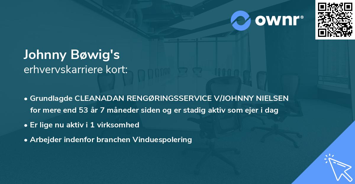 Johnny Bøwig's erhvervskarriere kort