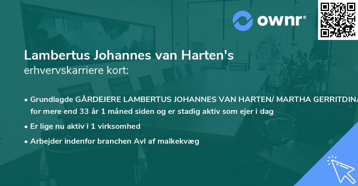 Lambertus Johannes van Harten's erhvervskarriere kort