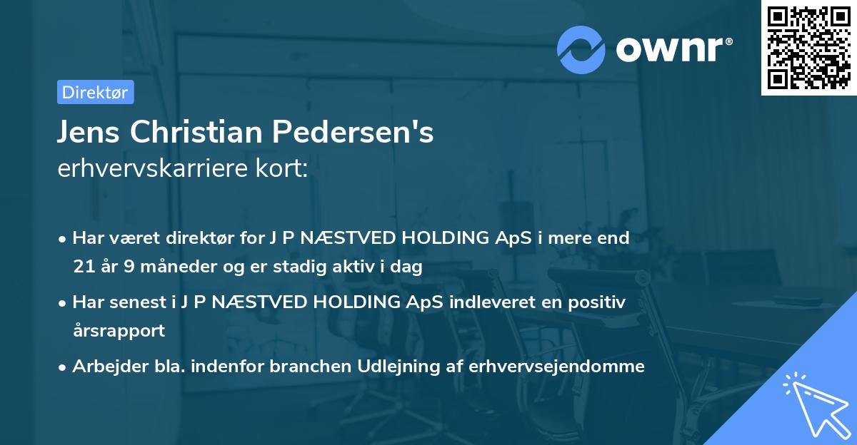 Jens Christian Pedersen's erhvervskarriere kort