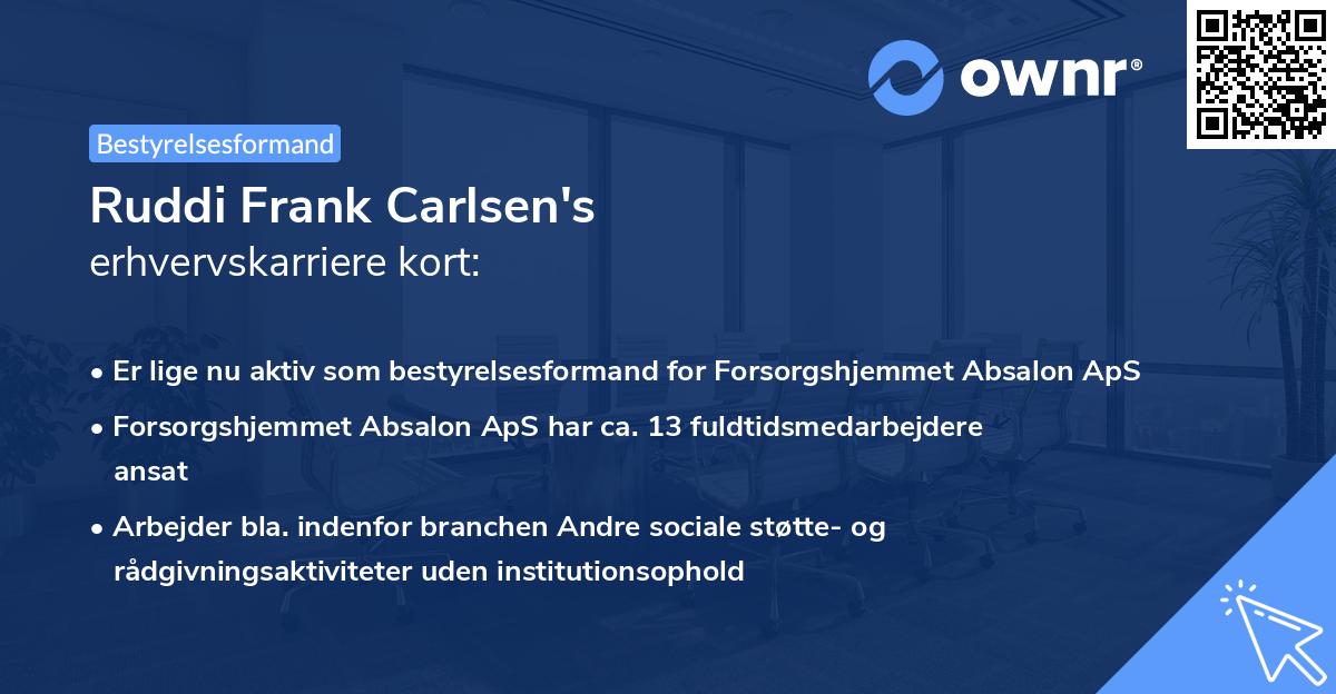 Ruddi Frank Carlsen's erhvervskarriere kort