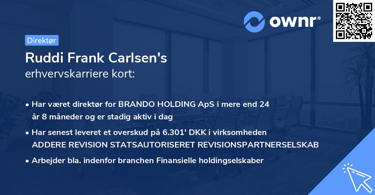 Ruddi Frank Carlsen's erhvervskarriere kort