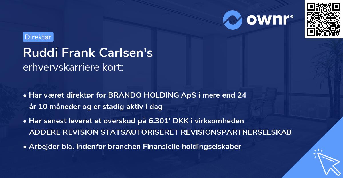 Ruddi Frank Carlsen's erhvervskarriere kort