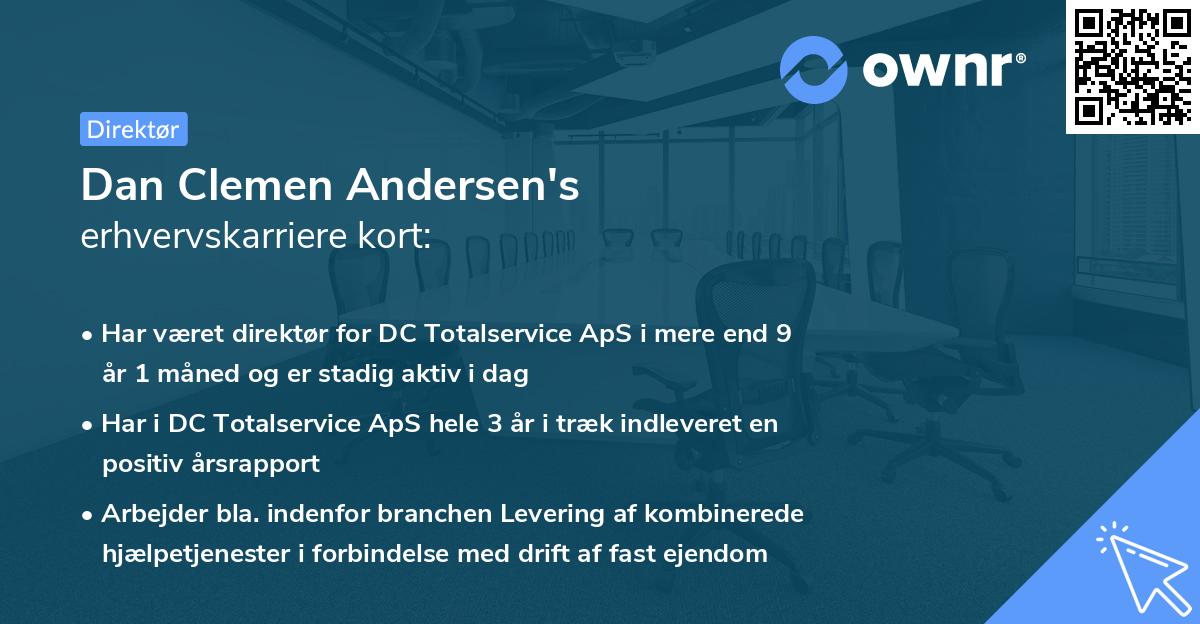 Dan Clemen Andersen's erhvervskarriere kort