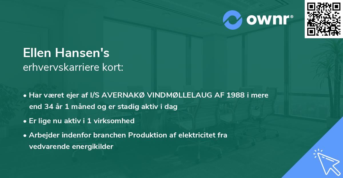 Ellen Hansen's erhvervskarriere kort