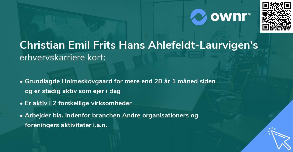 Christian Emil Frits Hans Ahlefeldt-Laurvigen's erhvervskarriere kort