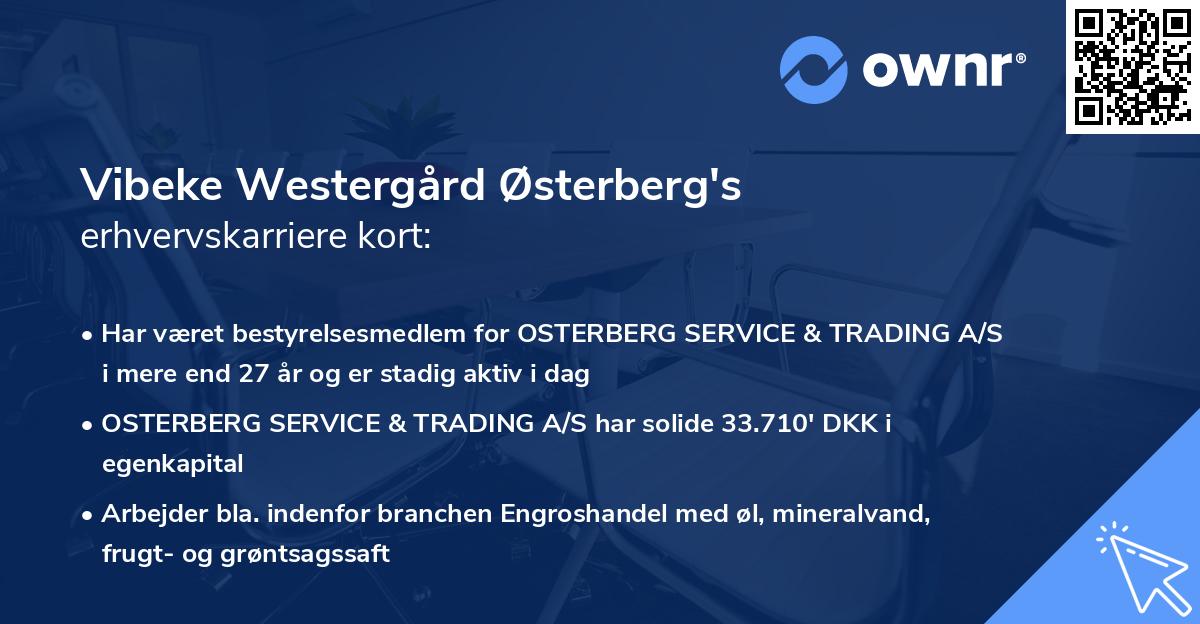 Vibeke Westergård Østerberg's erhvervskarriere kort