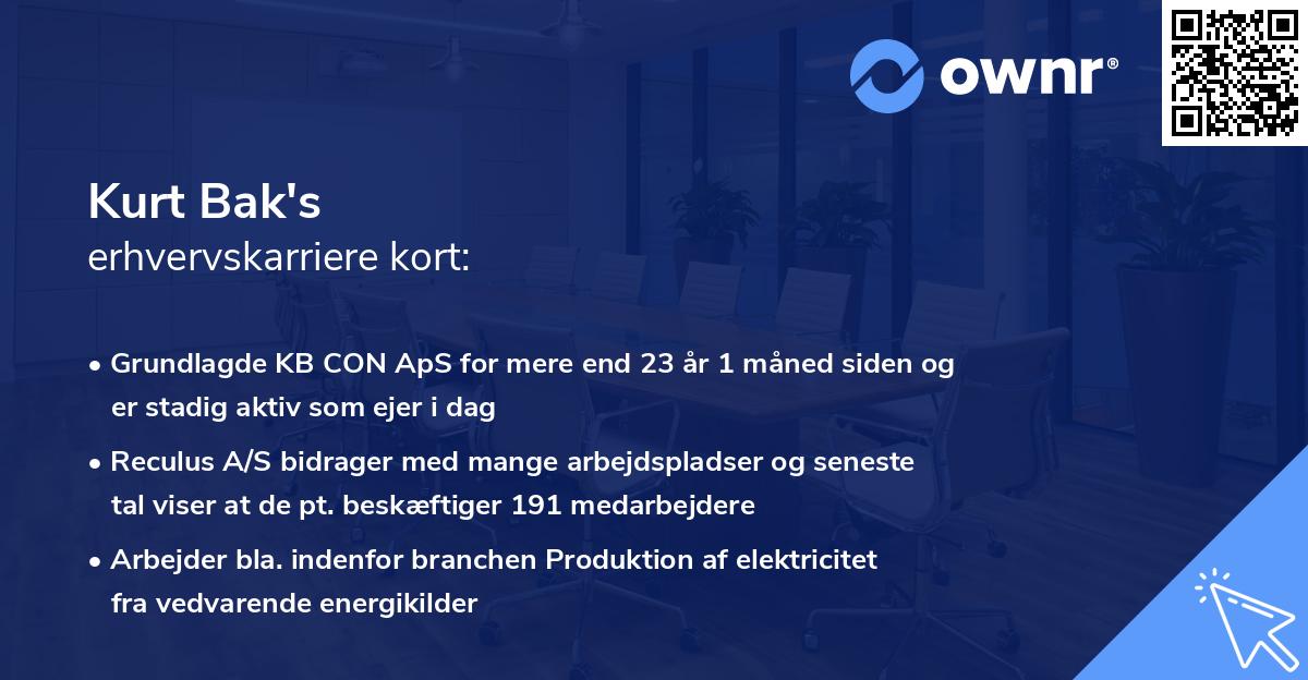Kurt Bak's erhvervskarriere kort